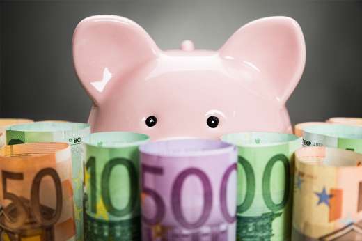 Foto: Geldscheine und Sparschwein