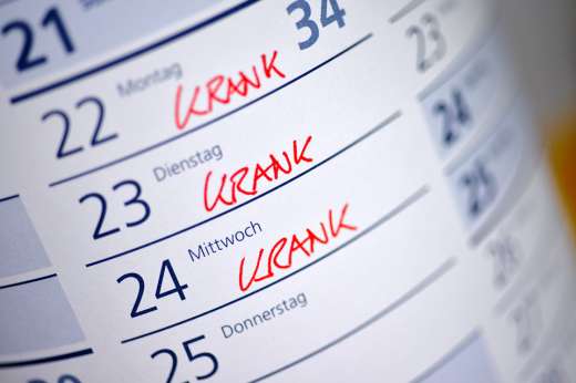 Foto: Kalender mit Krankentagen
